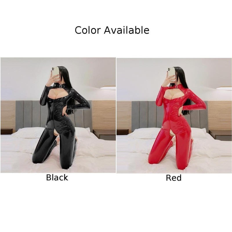 Jumpsuit Bodysuit Daily 1pcs Crotchless Elasticity Latex Leather For LINGERIE
