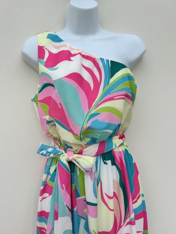 Jumpsuit One Shoulder 70's Print Colourful Playsuit Wide Leg Size Large BNWT