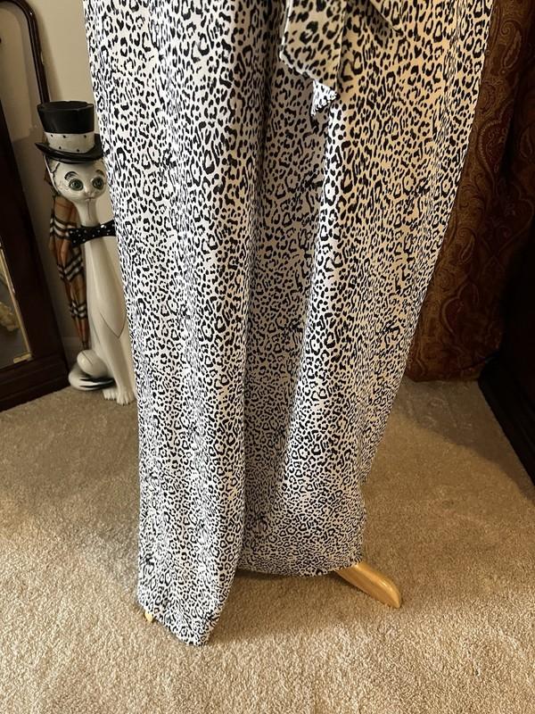 June & Hudson Sz XL Black Ivory Animal Print Sleeveless Wide Leg Jumpsuit MINT