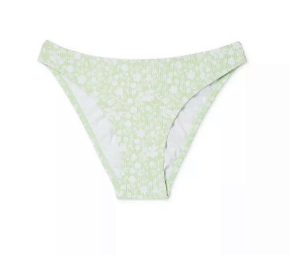 Juniors Ribbed Cheeky Bikini Bottom Xhilaration Green Floral Size XS (00)