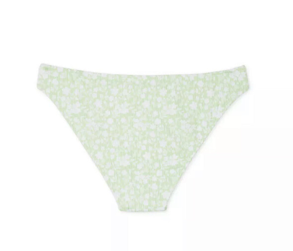 Juniors Ribbed Cheeky Bikini Bottom Xhilaration Green Floral Size XS (00)