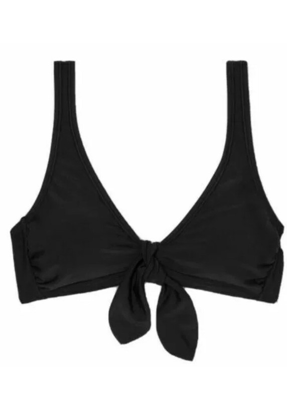 Juniors' Tie-Front Bralette Bikini Top Xhilaration Black Size XS (00)