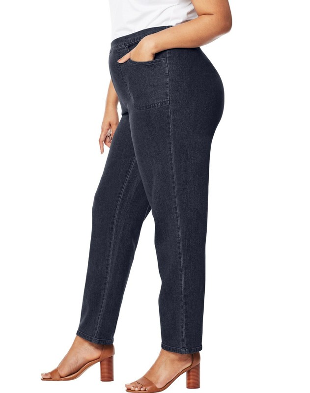 Just My Size Women's 2 Pocket Flat Front Jeans Tall Size 2XL Blue Rinse -New