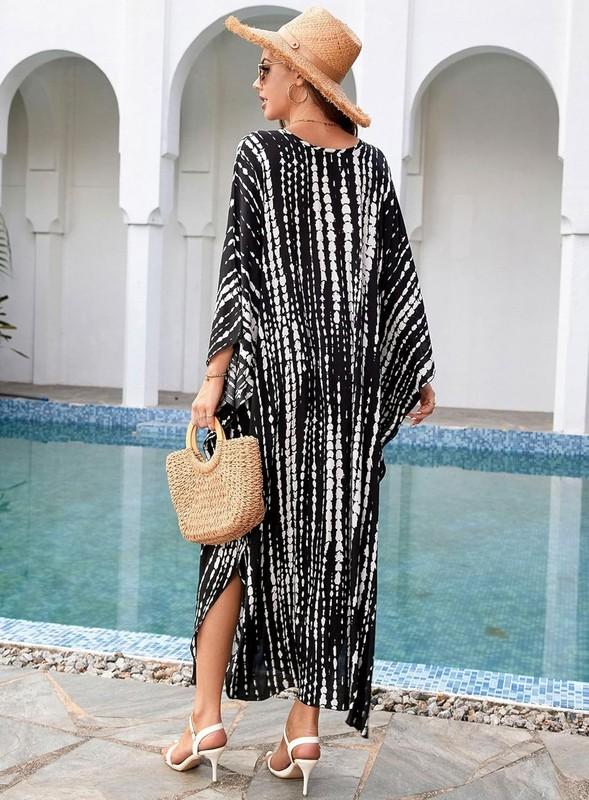 Kaftan Dresses For Women V-Neck Batwing Sleeves Swimsuit Beach Caftan Hawaiian
