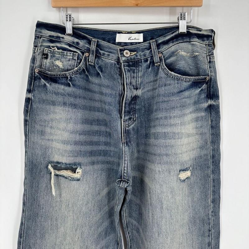 KanCan Ultra High Rise 90s Flare Jeans KC7373M Size 13/30 Distressed Button Fly