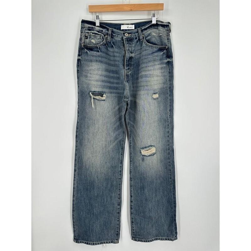 KanCan Ultra High Rise 90s Flare Jeans KC7373M Size 13/30 Distressed Button Fly