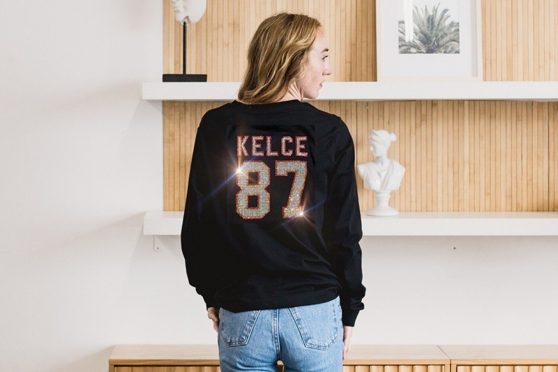 Kansas City Chiefs Kelce #87 New Crewneck Long Sleeve Bling T-shirt Sm-3X