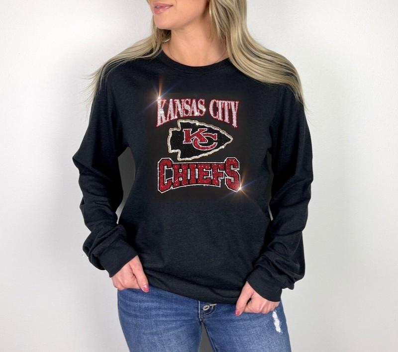 Kansas City Chiefs Kelce #87 New Crewneck Long Sleeve Bling T-shirt Sm-3X