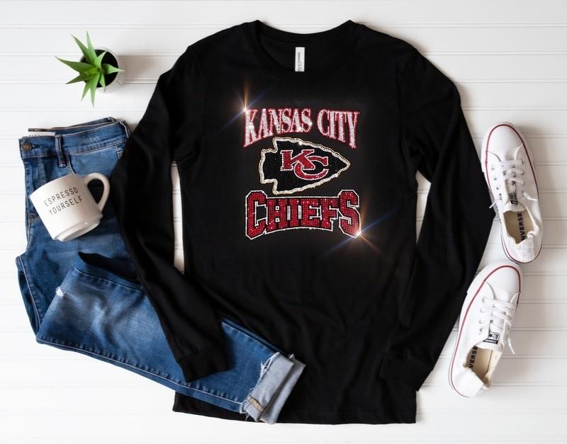 Kansas City Chiefs Kelce #87 New Crewneck Long Sleeve Bling T-shirt Sm-3X