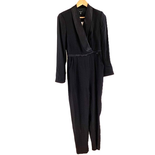 Karen Millen Black 'Tuxedo Wrap Jumpsuit UK 10
