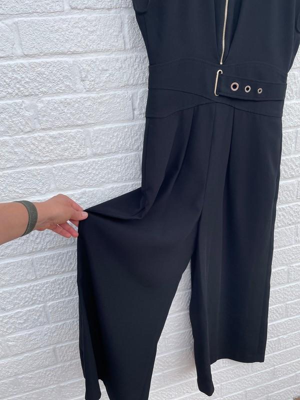 Karen Millen Black Wide Leg Cropped Jumpsuit Size UK 12