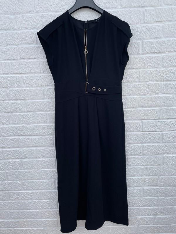 Karen Millen Black Wide Leg Cropped Jumpsuit Size UK 12