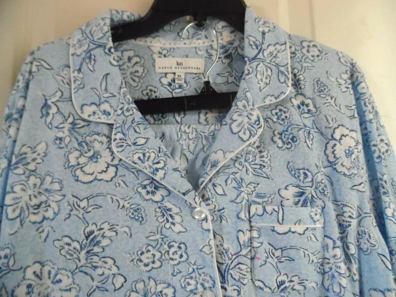 KAREN NEUBURGER PAJAMAS BLUE FLORAL TOP LONG SLEEVES & LONG PANTS MEDIUM