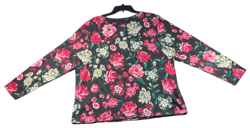 Karen Scott Shirt Womens Plus Size 2X Black Floral Long Sleeve New