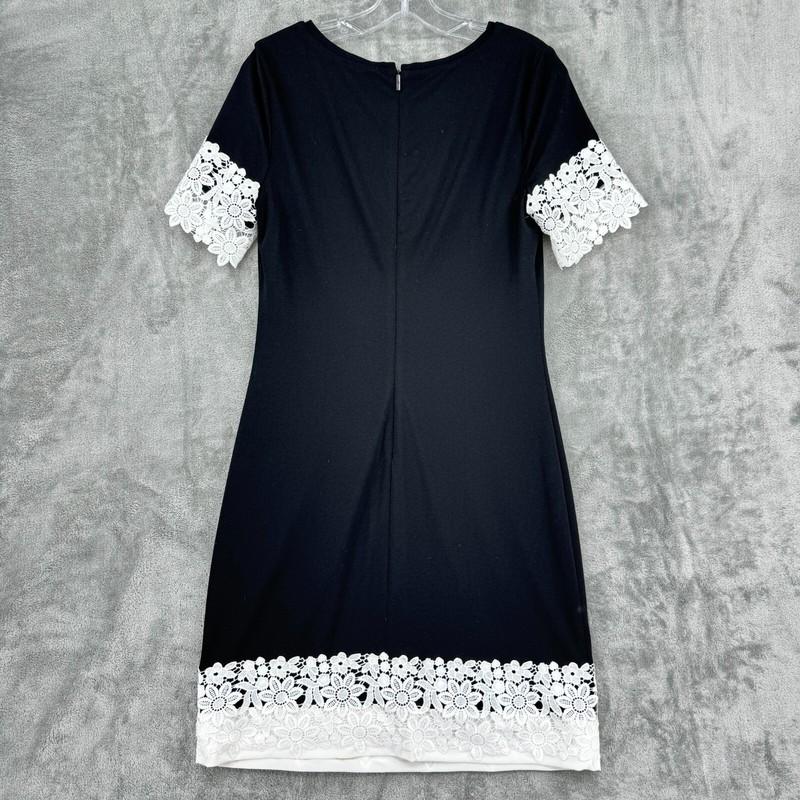 Karl Lagerfeld Paris Dress 6 Shift Floral Lace Trim Stretch Knit Career Office