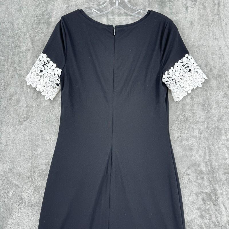 Karl Lagerfeld Paris Dress 6 Shift Floral Lace Trim Stretch Knit Career Office
