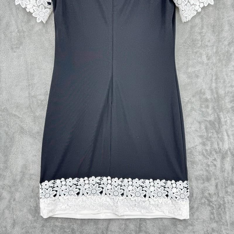 Karl Lagerfeld Paris Dress 6 Shift Floral Lace Trim Stretch Knit Career Office