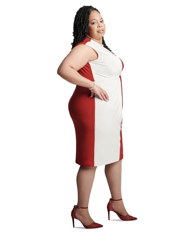 Kasper Women's Plus Size Twisted-Front Cap-Sleeve Dress