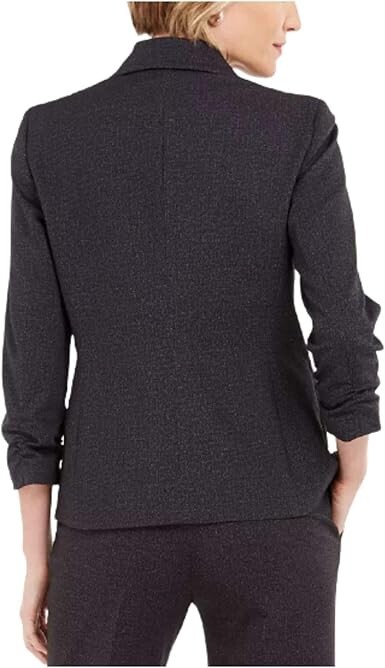 Kasper Women's Size 12 Button Notch Collar Twill Ponte Jacket Charcoal