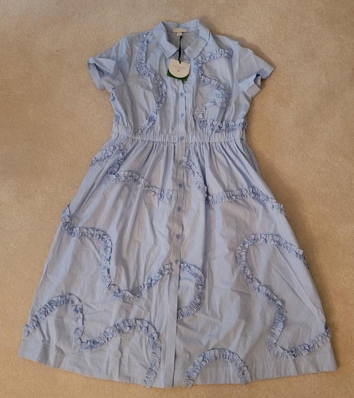 Kate Spade New York Ribbon Short Sleeve Midi Shirtdress - Blue/White