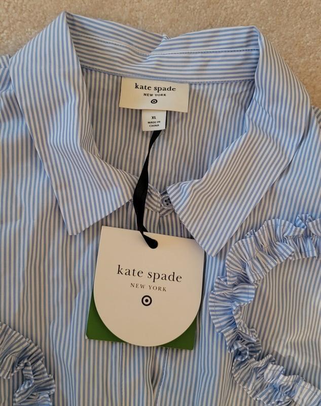 Kate Spade New York Ribbon Short Sleeve Midi Shirtdress - Blue/White