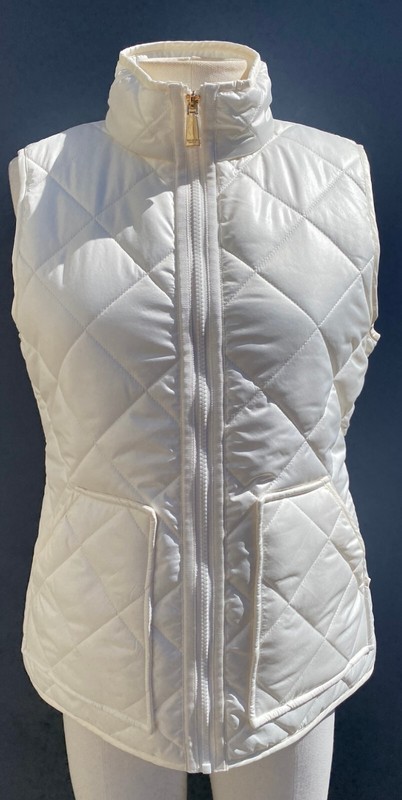 Kate Spade Women's Sleeveless Stand Collar Cream Vest Size Medium-$ 208