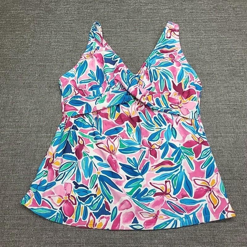 Kathy Ireland Womens 2 Piece Set Swimsuit Printed Tankini W Briefs Large Size