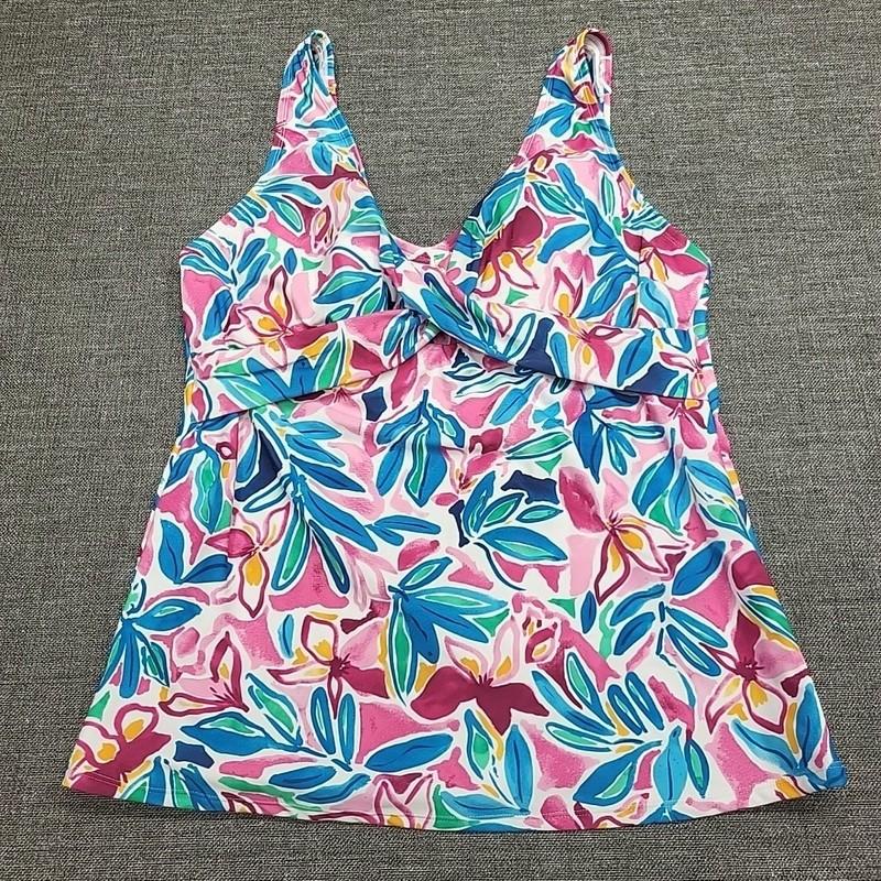 Kathy Ireland Womens 2 Pieces Set Swimsuit Printed Tankini W Briefs Large Size