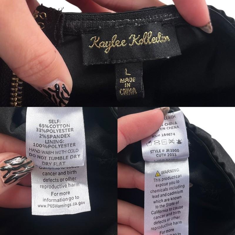 Kaylee Kollection Women L Black Strapless Bustier Wide Leg Pocket Cargo Jumpsuit