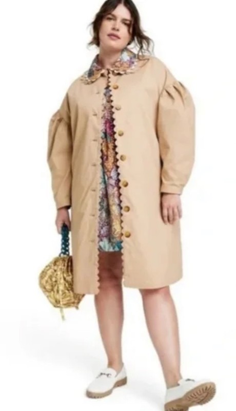 ⚡️Kika Vargas X Target Women's Scallop Edge Trench Coat - Tan