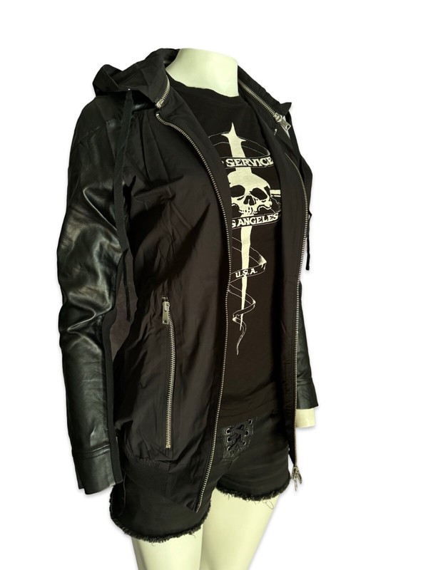 Kill City Vegan Leather Motorcycle Gothic Punk Biker Moto Band Jacket Hoodie