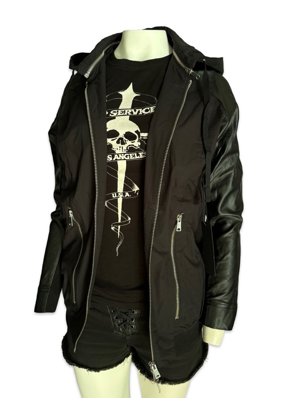 Kill City Vegan Leather Motorcycle Gothic Punk Biker Moto Band Jacket Hoodie