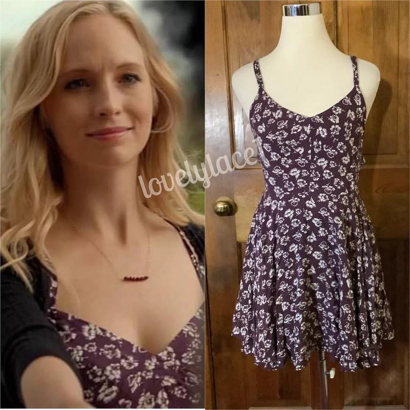 Kimchi Blue Scarlett Fit & Flare Dress ASO Caroline Forbes TVD Purple Floral 8