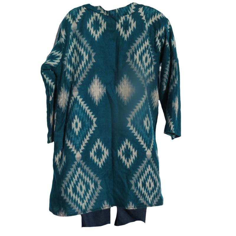 Kimono JacketAztecBoho60sDesigner3/4 SleeveHandloomedYak Wool BlendXXL