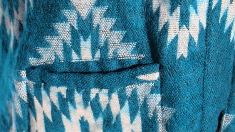 Kimono JacketAztecBoho60sDesigner3/4 SleeveHandloomedYak Wool BlendXXL