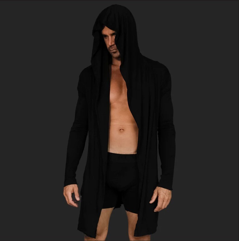 Kimono Robe S Hoodie Black Unisex Bamboo Ultra Soft Luxury SOLEONE