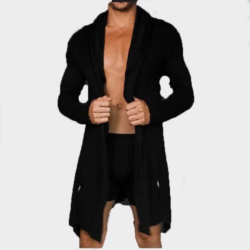 Kimono Robe S Hoodie Black Unisex Bamboo Ultra Soft Luxury SOLEONE