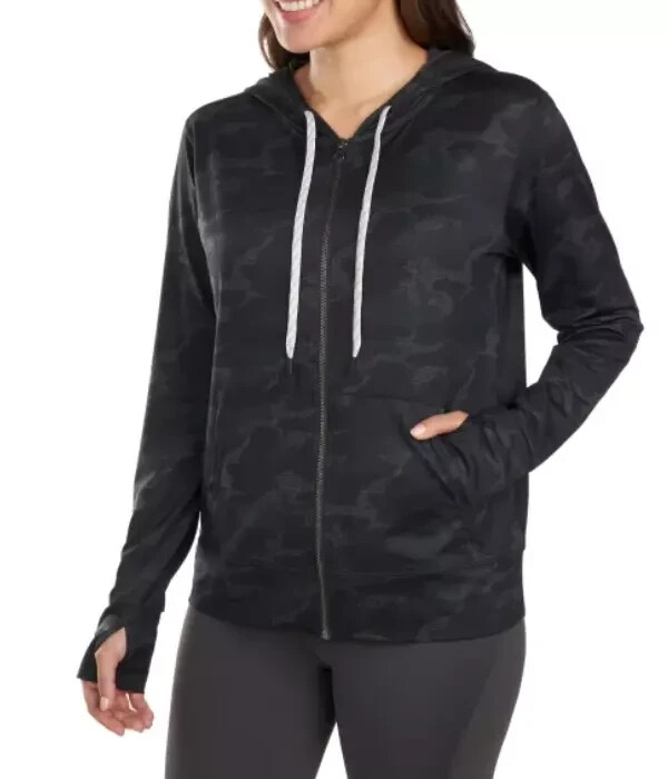 Kirkland Signature Ladies Lightweight Full Zip Jacket In Blue Camo Pink