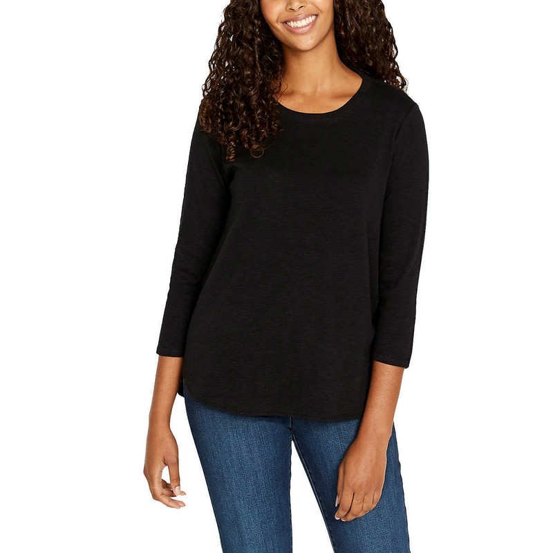 Kirkland Signature Top 100% Cotton Slub Tee 3/4 Sleeve XS-2XL