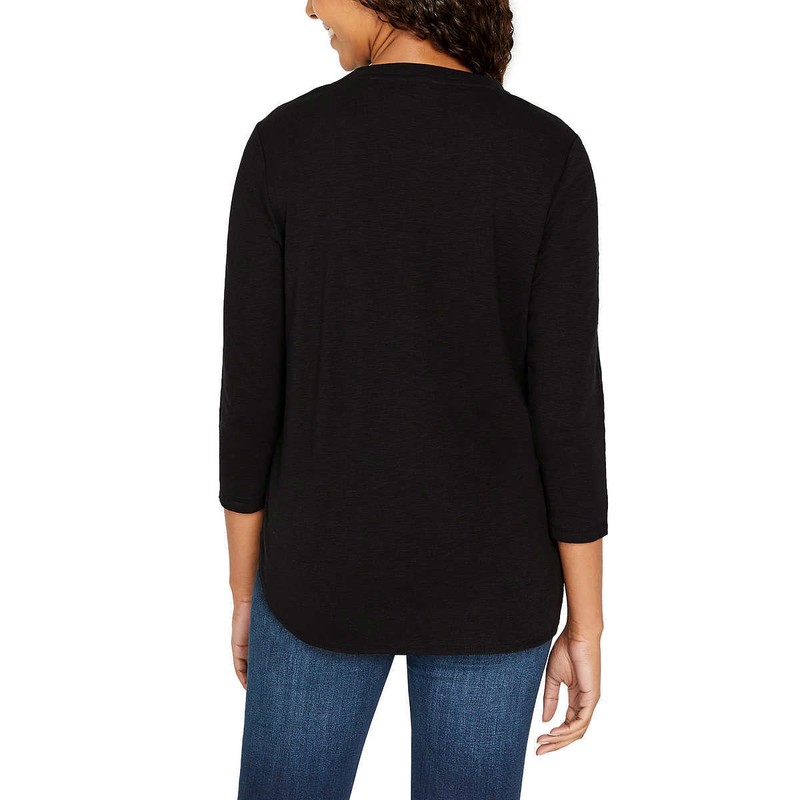 Kirkland Signature Top 100% Cotton Slub Tee 3/4 Sleeve XS-2XL