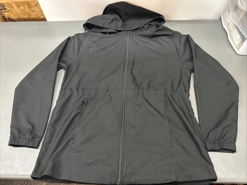 Kirkland Womens Anorak Black Windbreaker Hooded Full Zip Jacket Medium
