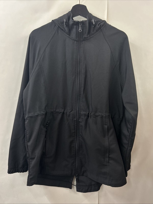 Kirkland Womens Anorak Black Windbreaker Hooded Full Zip Jacket Medium
