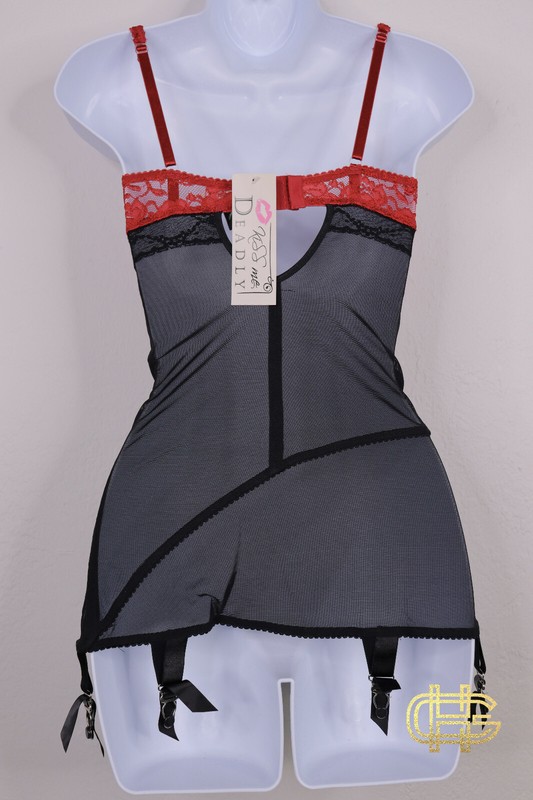 Kiss Me Deadly KMD Red/Blk Lace Vargas Dress 32D