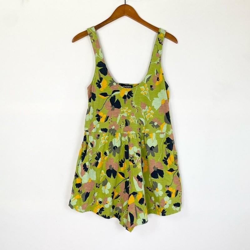 Known Supply Ivy Romper Martini Olive Floral Adjustable Straps Size Small