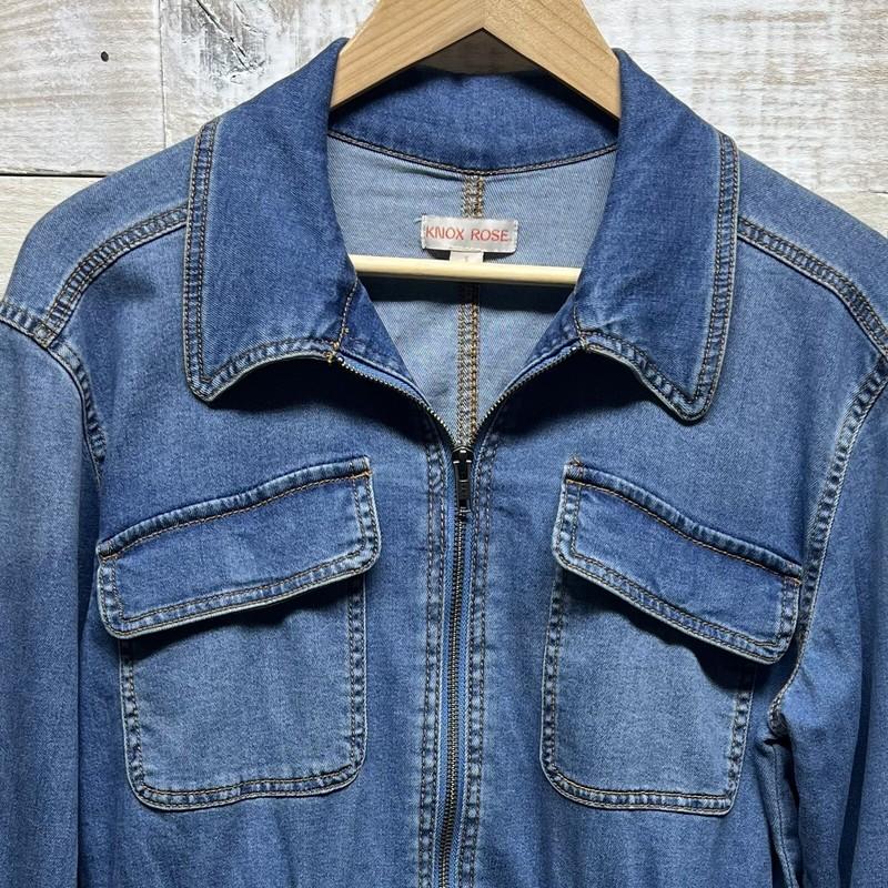 Knox Rose Jacket Womens Small Blue Utility Barn Chore Denim Full Zip Pockets