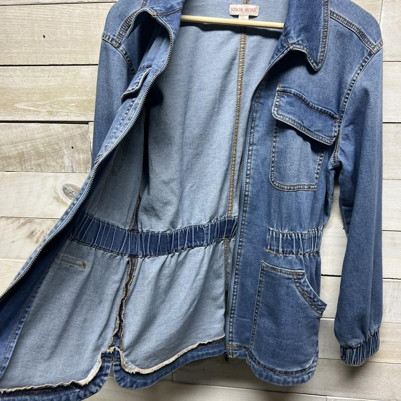 Knox Rose Jacket Womens Small Blue Utility Barn Chore Denim Full Zip Pockets