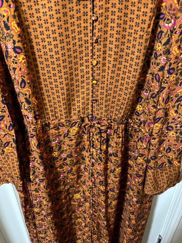 Knox Rose Plus Size 4 X Bohemian Maxi Dress Long Puff Sleeves Button Closure NIP