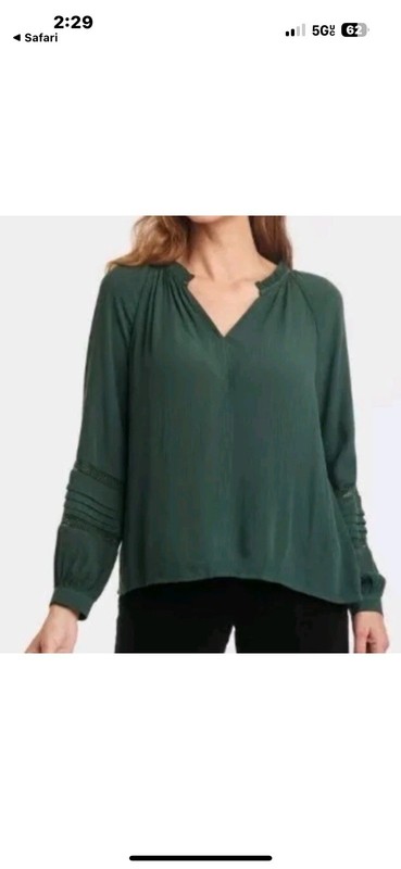 Knox Rose Women’s Large Long Sleeve Lace Blouse Green