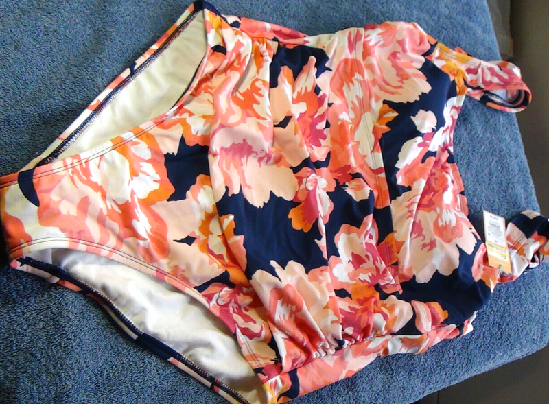 Kona Sol Full Coverage Floral Raffle Sleeve Tummy Control One Piece Swimsuit 22