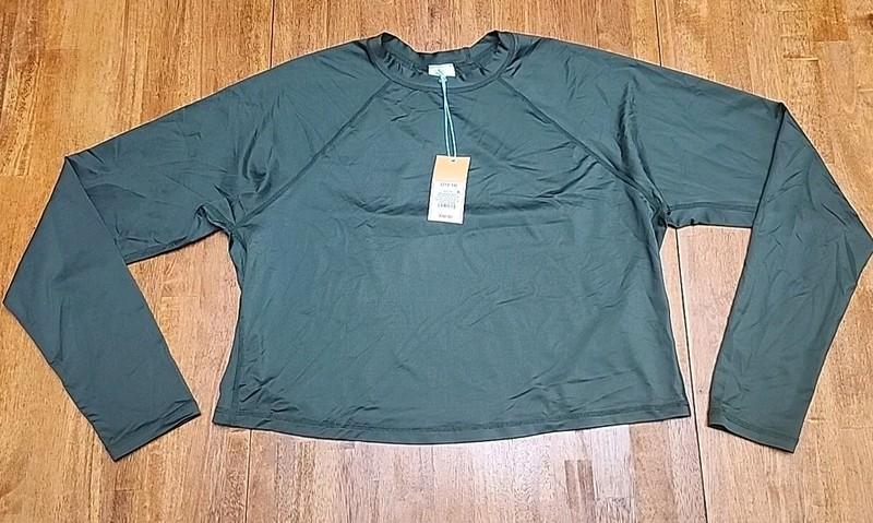 Kona Sol Women's Cropped Rash Gaurd Olive Green Size Large